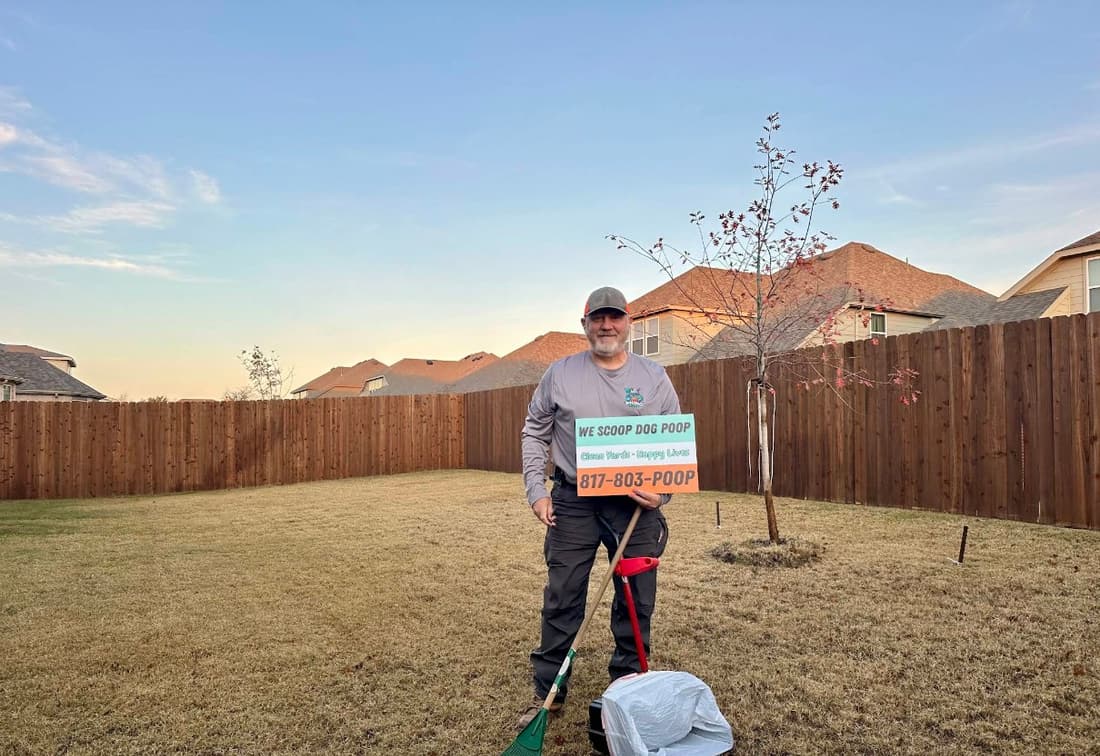 Rhino Scoop dog waste removal service in a clean South Euless, Texas backyard
